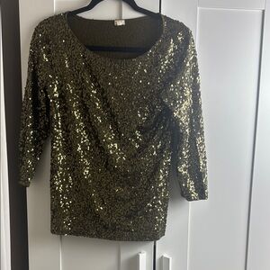 J. Crew Factory S/Small Sequin Knit Long Sleeve Top